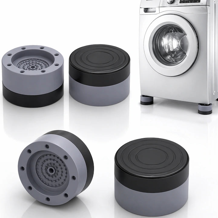 Set 4 Tampoane pentru Picioare Macvi® din Plastic, Gri Protectie si Stabilitate pentru Masina de Spalat
